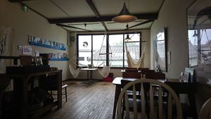 Upper floor tables at Green's Baby in Matsue