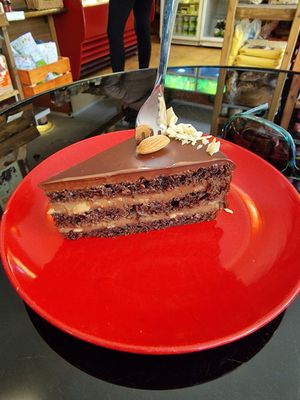 Banana chocolate cake vegan at Ananda Bakery in Sofia