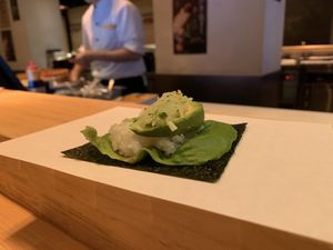 Avocado with cucumber   at Gonpachi - Harajuku in Tokyo