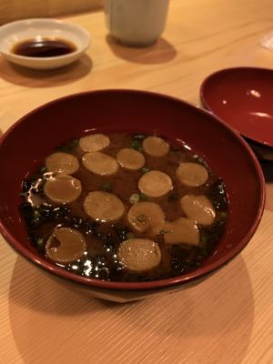 Vegan Miso soup  at Gonpachi - Harajuku in Tokyo