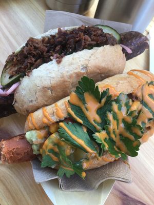 Vegan hotdogs  at Plantepølsen in Copenhagen