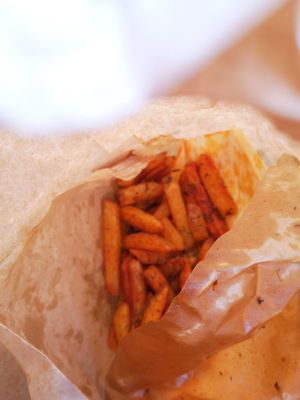 Fries at Plantepølsen in Copenhagen