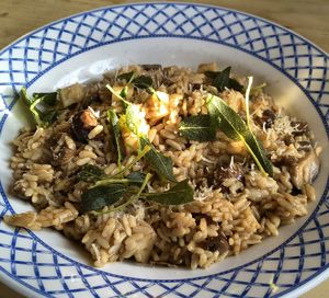 Mushroom risotto at The Old Granary in Wareham