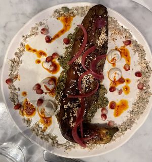 Roasted Eggplant plate  at Rosalinda in Toronto