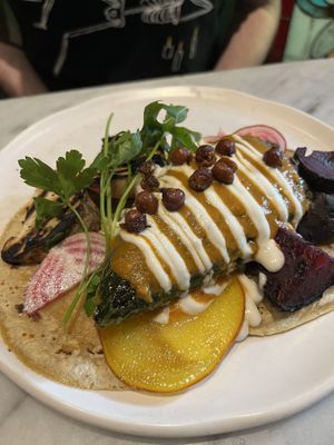 Stuffed Chile. Good textures and flavour but felt like a small portion for the price.   at Rosalinda in Toronto