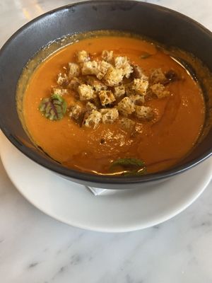 Soup of the day (tomato)  at Rosalinda in Toronto