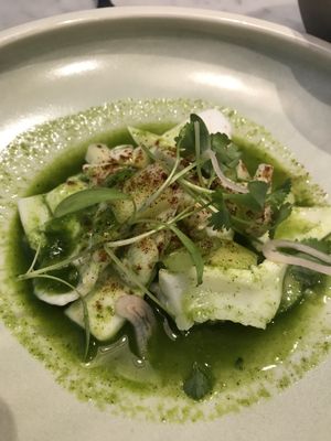 Young coconut ceviche at Rosalinda in Toronto