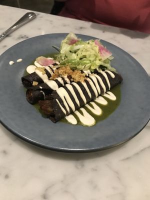Potato and mushroom flautas at Rosalinda in Toronto