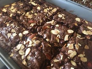 Brownies topped with almonds at Frescura PR in Catano