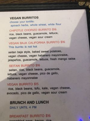 Vegan menu   at Haab - Park Williamsburg in Brooklyn