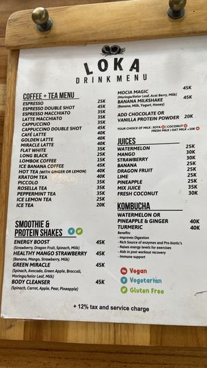 Drinks menu  at LOKA in Kuta