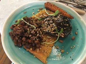 mixed plate at Leafwild Cafe in West London