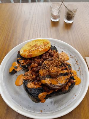 Vegan "Classic English" on toast at Leafwild Cafe in West London