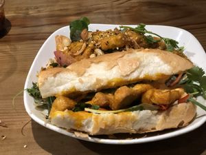 Tofu banh mi with greens salad  at My Banh Mi in Ho Chi Minh City