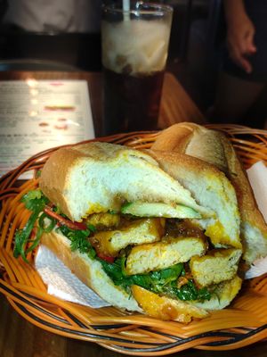 Vegan banh mi & Vietnamese iced coffee at My Banh Mi in Ho Chi Minh City