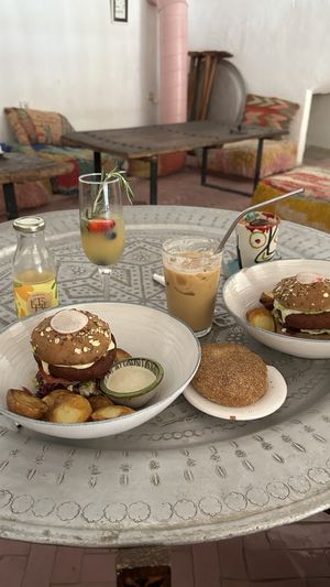 Vegan burger but dry  at Let's Be in Tamraght