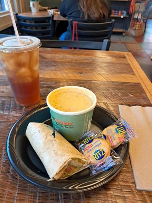 Chickpea Wrap and Potato Leek Soup Combo at Rudder's Cafe in Port Clinton