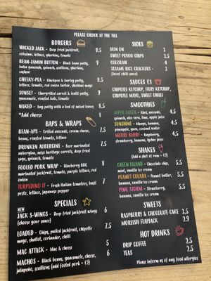 Menu 2018 at Wicked Vegan in South West London