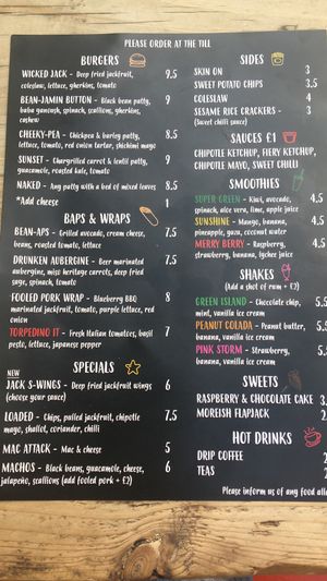 Menu at Wicked Vegan in South West London