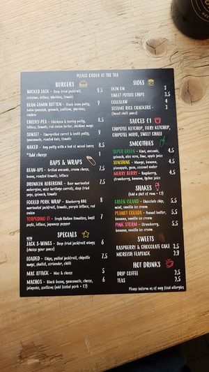 Menu at Wicked Vegan in South West London