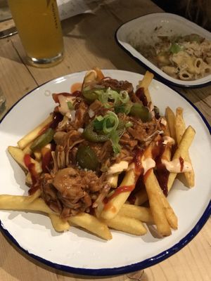 Loaded fries - pulled bbq jackfruit  at Wicked Vegan in South West London