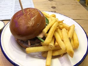 Black Bean burger, £9 (plus £1 for the side of garlic mayo) at Wicked Vegan in South West London