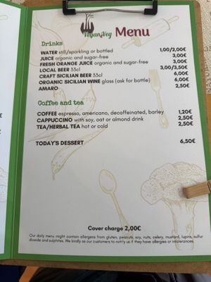 Menu at Vegan e Veg in Messina