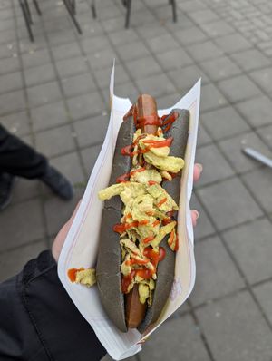 Volcanic hot dog at Akureyri Hot Dog Stand in Akureyri