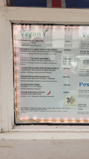 Vegan Menu at Akureyri Hot Dog Stand in Akureyri