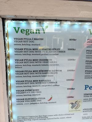 Vegan menu at Akureyri Hot Dog Stand in Akureyri