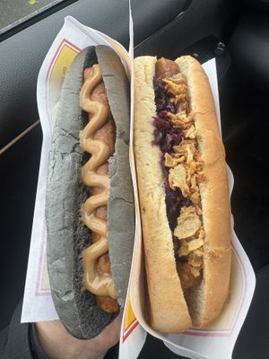 Black sheep and red cabbage  at Akureyri Hot Dog Stand in Akureyri