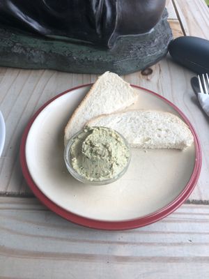 Homemade hummus. Pretty sure it was lemon and coriander.  at The Book Rest in Exmouth
