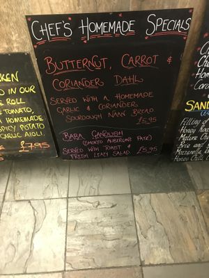 Specials board  at The Book Rest in Exmouth