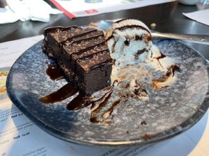 Vegan chocolate orange cake - cracking with an espresso  at Wagamama in Liverpool