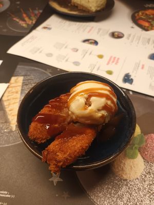 Banana katsu dessert at Wagamama in Liverpool