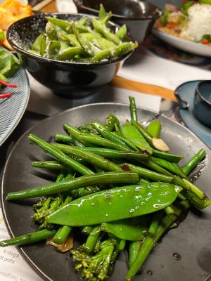 Wok fried greens and Edamame  at Wagamama in Liverpool