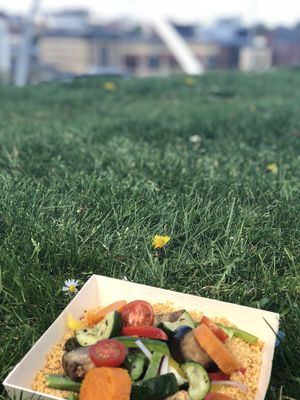 CousCous and med veg salad (ask for it without Halloumi to make it vegan)  at NU TO GO in Gateshead