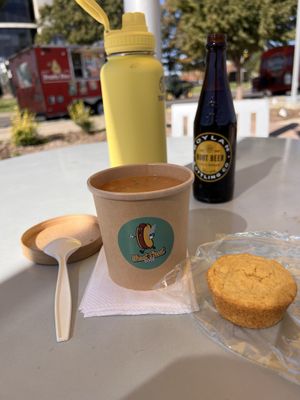 Seasonal soup and cornbread 🥣  at Wheat Street Dogs - Food Cart in Wichita