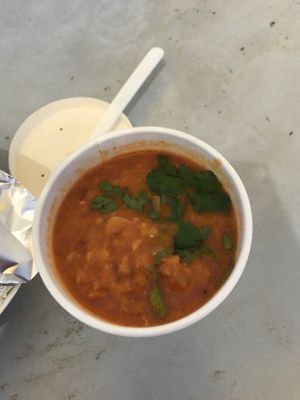 The Thai curry soup, perfectly seasoned and a great side to the Banh Mi dog at Wheat Street Dogs - Food Cart in Wichita