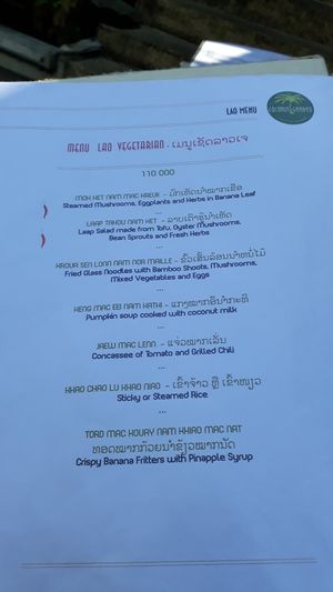 5 dishes vegetarian menu at Coconut Garden in Luang Prabang