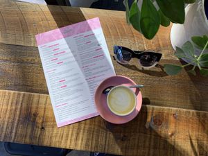 Turmeric latte  at Delicia Acai + Protein Bar in Adelaide