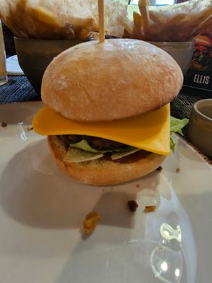 Beyond burger with vegan cheese at Ellis Gourmet Burger in Bruges
