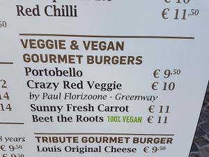 vegetarian and vegan burgers on menu at Ellis Gourmet Burger in Bruges