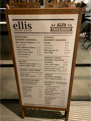 Menu at Ellis Gourmet Burger in Bruges