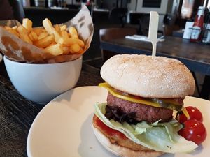 Beyond Meat Burger with vegan cheese at Ellis Gourmet Burger in Bruges