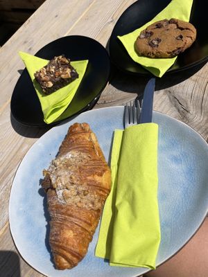 Chocolate brownie, chocolate cookie, baklava croissant (everything vegan)  at Quench in The Hague