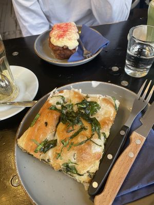 focaccia and vegan carrot cake   at Quench in The Hague
