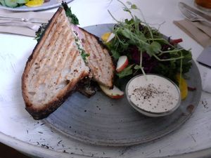Grilled sandwich deluxe at Open New Doors in Mjolby
