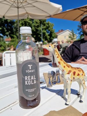 So we ordered food and what we got was ... a giraffe?😄(instead of just a boring queue number) at Open New Doors in Mjolby