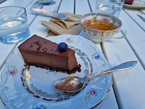 Yummy dessert cake at Open New Doors in Mjolby